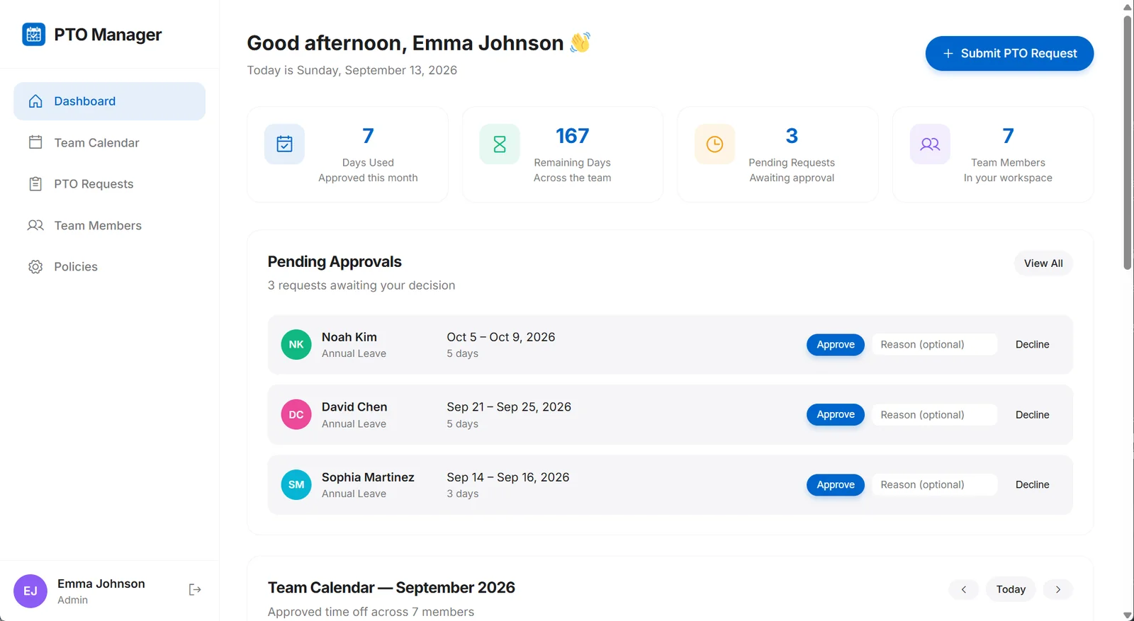 PTO Manager Dashboard